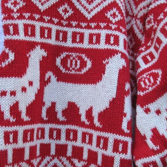 NWOT Red White Cotton Llama Ugly Christmas Sweater - Picture 4 of 7